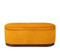 Nordlys Mustard Yellow Velvet And Wood Storage Bench Modern Design Style Entryway