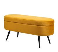 Nordlys Mustard Yellow Velvet Storage Bench Modern Design Style Entryway
