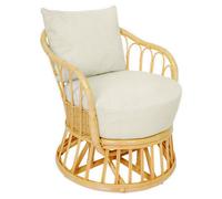 Nordlys Natural Rattan And Beige Fabric Armchair Exotic Boho Living Room