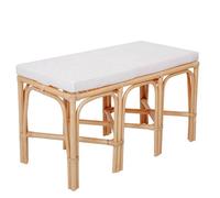 Nordlys Natural Rattan And Beige Fabric Bench Exotic Boho Entryway