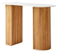 Nordlys Natural Solid Wood And Marble Top Console Sea Side Style Living Room