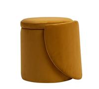 Nordlys Pouf With Backrest And Storage In Yellow Velvet Scandinavian Living Room