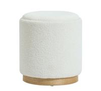 Nordlys Pouf With Storage Side Table In Fabric White