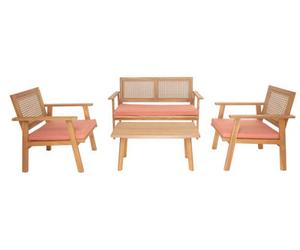 Nordlys Rattan And Solid Wood Garden Furniture With Pink Fabric Exotic Boho Outdoor
