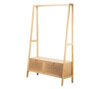 Nordlys Rattan And Wood Coat Rack Exotic Boho Entryway
