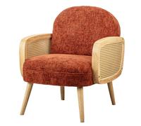 Nordlys Scandinavian Lounge Armchair with Wooden Frame & Caning in Red Nordlys Red
