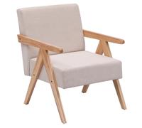 Nordlys Scandinavian Lounge Armchair with Wooden Frame & Fabric in Beige Nordlys Beige