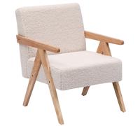 Nordlys Scandinavian Lounge Armchair with Wooden Frame & Fabric in White Nordlys White