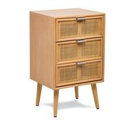 Nordlys Scandinavian Wooden 3-Drawer Wicker Cane Dresser in Brown Nordlys Brown