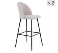 Nordlys Set Of 2 Bar Stools In Metal And Beige Velvet Modern Design Style Dining Room
