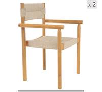 Nordlys Set Of 2 Garden Chairs In Solid Acacia Wood And Rope Exotic Boho Outdoor