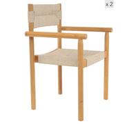 Nordlys Set of 2 Indoor Outdoor Chairs in Solid Acacia Wood & Rope in Brown Nordlys Brown