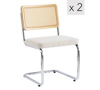 Nordlys Set of 2 Industrial Metal Cane Rattan Dining Chairs in Beige Nordlys Beige