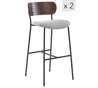 Nordlys Set of 2 Industrial Metal Wood Bar Stools in Grey Nordlys Grey