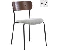 Nordlys Set of 2 Industrial Metal Wood Dining Chairs in Grey Nordlys Grey