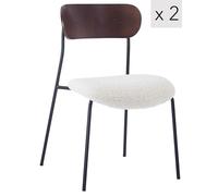 Nordlys Set of 2 Industrial Metal Wood Dining Chairs in White Nordlys White