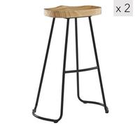 Nordlys Set Of 2 Metal And Ash Wood Bar Stool Exotic Boho Dining Room