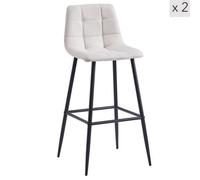 Nordlys Set Of 2 Metal And Beige Fabric Bar Stools Modern Design Style Dining Room