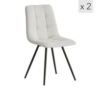 Nordlys Set Of 2 Metal And Beige Fabric Dining Chairs Modern Design Style Dining Room