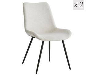 Nordlys Set Of 2 Metal And Beige Fabric Dining Chairs Modern Design Style Dining Room
