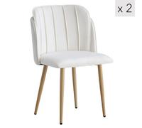 Nordlys Set Of 2 Metal And Beige Fabric Dining Chairs Vintage Style Dining Room