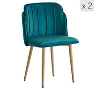 Nordlys Set Of 2 Metal And Blue Fabric Dining Chairs Vintage Style Dining Room