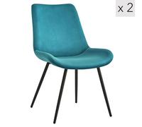 Nordlys Set Of 2 Metal And Blue Velvet Dining Chairs Vintage Style Dining Room