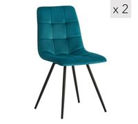 Nordlys Set Of 2 Metal And Blue Velvet Dining Chairs Vintage Style Dining Room