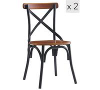 Nordlys Set Of 2 Metal And Brown Wood Dining Chairs Industrial Style Dining Room