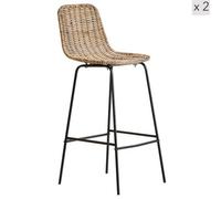 Nordlys Set Of 2 Metal And Fiber Bar Stools Exotic Boho Dining Room