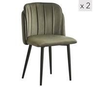 Nordlys Set Of 2 Metal And Khaki Green Fabric Dining Chairs Vintage Style Dining Room