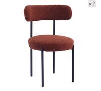 Nordlys Set Of 2 Metal And Terracotta Bouclé Dining Chairs Modern Design Style Dining Room