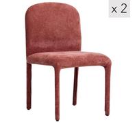 Nordlys Set Of 2 Metal And Terracotta Fabric Dining Chairs Modern Design Style Dining Room