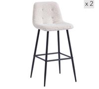 Nordlys Set Of 2 Metal And White Bouclé Bar Stools Modern Design Style Dining Room