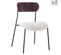 Nordlys Set Of 2 Metal And White Bouclé Dining Chairs Modern Design Style Dining Room