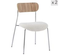 Nordlys Set Of 2 Metal And White Bouclé Dining Chairs Modern Design Style Dining Room