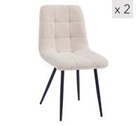 Nordlys Set Of 2 Metal And White Fabric Dining Chairs Modern Design Style Dining Room