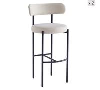 Nordlys Set Of 2 Metal Beige Velvet Bar Stools Modern Design Style Dining Room