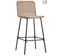 Nordlys Set of 2 Metal & Fiber Stools in Light Brown Nordlys Light Brown
