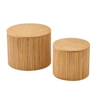 Nordlys Set Of 2 Round Coffee Tables In Solid Wood With Storage Classic Style Living Room