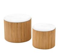 Nordlys Set Of 2 Round Coffee Tables In Solid Wood With Storage Classic Style Living Room
