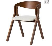 Nordlys Set Of 2 Scandinavian Dining Chairs In Solid Wood And Fabric Beige Exotic Boho Dining Room