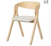 Nordlys Set Of 2 Scandinavian Dining Chairs In Solid Wood And Fabric Beige Exotic Boho Dining Room
