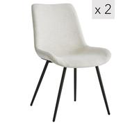 Nordlys Set of 2 Scandinavian Dining Chairs with Black Metal Legs in Beige Nordlys Beige