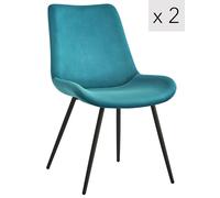 Nordlys Set of 2 Scandinavian Dining Chairs with Black Metal Legs in Blue Nordlys Blue