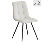Nordlys Set of 2 Scandinavian Dining Chairs with Metal Buttoned Backrests in Beige Nordlys Beige