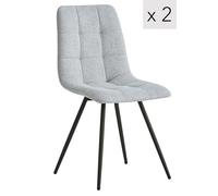 Nordlys Set of 2 Scandinavian Dining Chairs with Metal Buttoned Backrests in Grey Nordlys Grey
