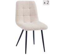 Nordlys Set of 2 Scandinavian Dining Chairs with Metal Buttoned Backrests in White Nordlys White