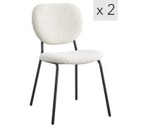 Nordlys Set of 2 Scandinavian Dining Chairs with Metal Buttoned Backrests in White Nordlys White