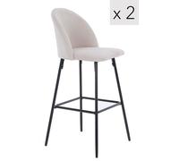 Nordlys Set of 2 Scandinavian Metal Fabric Bar Stools in Beige Nordlys Beige
